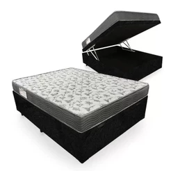 Cama Box Baú Casal Suede + Colchão De Espuma D33 Sereneprime 138cm Preto