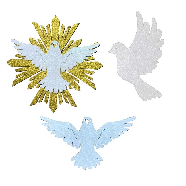 Mini painel EVA glitter pomba paz-decoração batizado