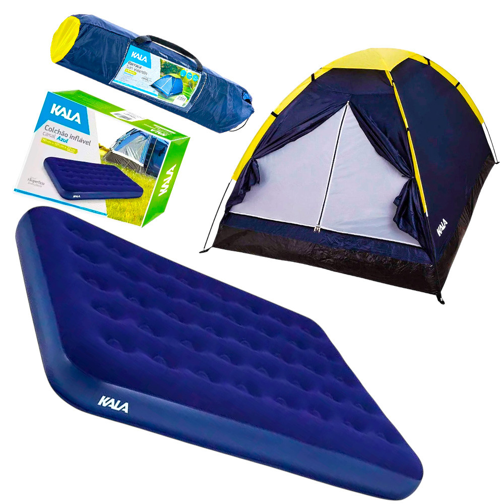 Barraca Camping 4 Pessoas Com Colchão Inflável Casal Kala em Oferta na Shopee