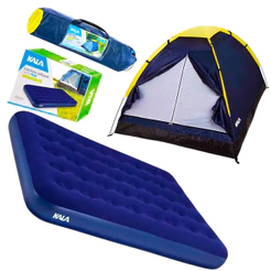Kit Acampamento Barraca Para Até 4 Pessoas Com Colchão Inflável de Casal Kala