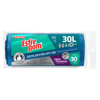 Saco de Lixo em Rolo com Fundo Reforçado Azul 30L EsfreBom Bettanin 30 Unidades em Oferta na Shopee