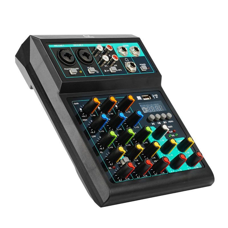 Mesa de Som 4 Canais Compacta Efeitos Phantom Power Knup ON-MX01