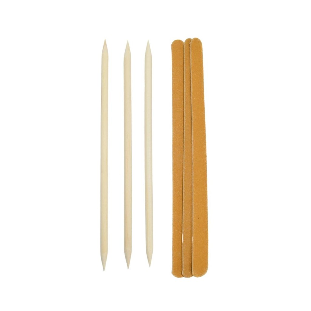 Kit com 3 lixas de unha extra e 3 palito de duas pontas