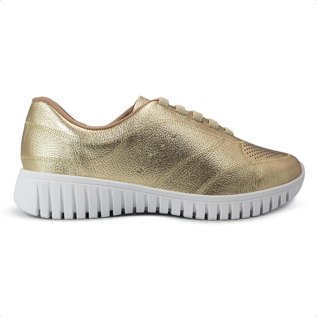 Tênis Usaflex Feminino Couro Detalhe Rebite Casual AE22038