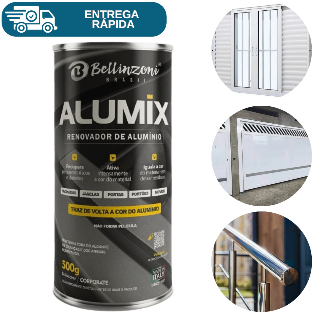 Renovador De Alumínio Alumix 500g Bellinzoni Ativador De Cor Brilho Proteção Porta Janela Móveis em Oferta na Shopee
