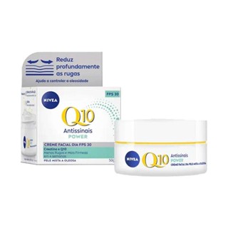 Creme Facial Nivea Q10 Antissinais Power FPS30 Dia Pele Mista a Oleosa 50g em Oferta na Shopee