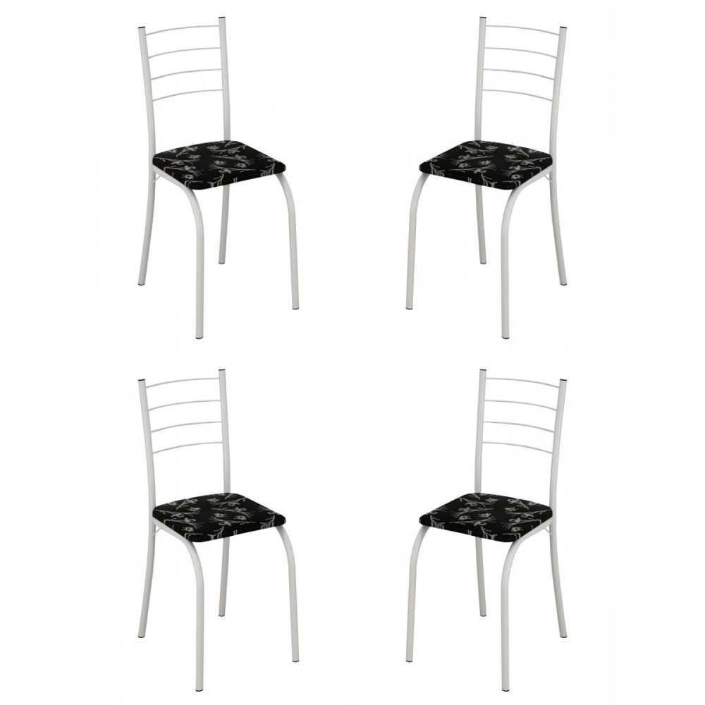 Conjunto de 4 Cadeiras Rio Liso Branco Assento Preto Lirio Teixeira em Oferta na Shopee