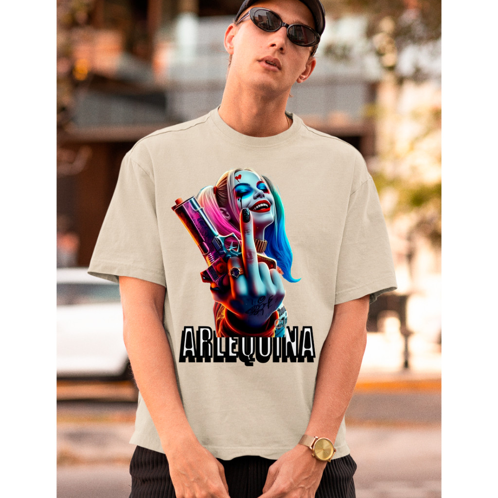 Camiseta Estampada Arlequina Coringa Palhaço Style Camisa Personalizada Estampa DTF Algodão -Ref080