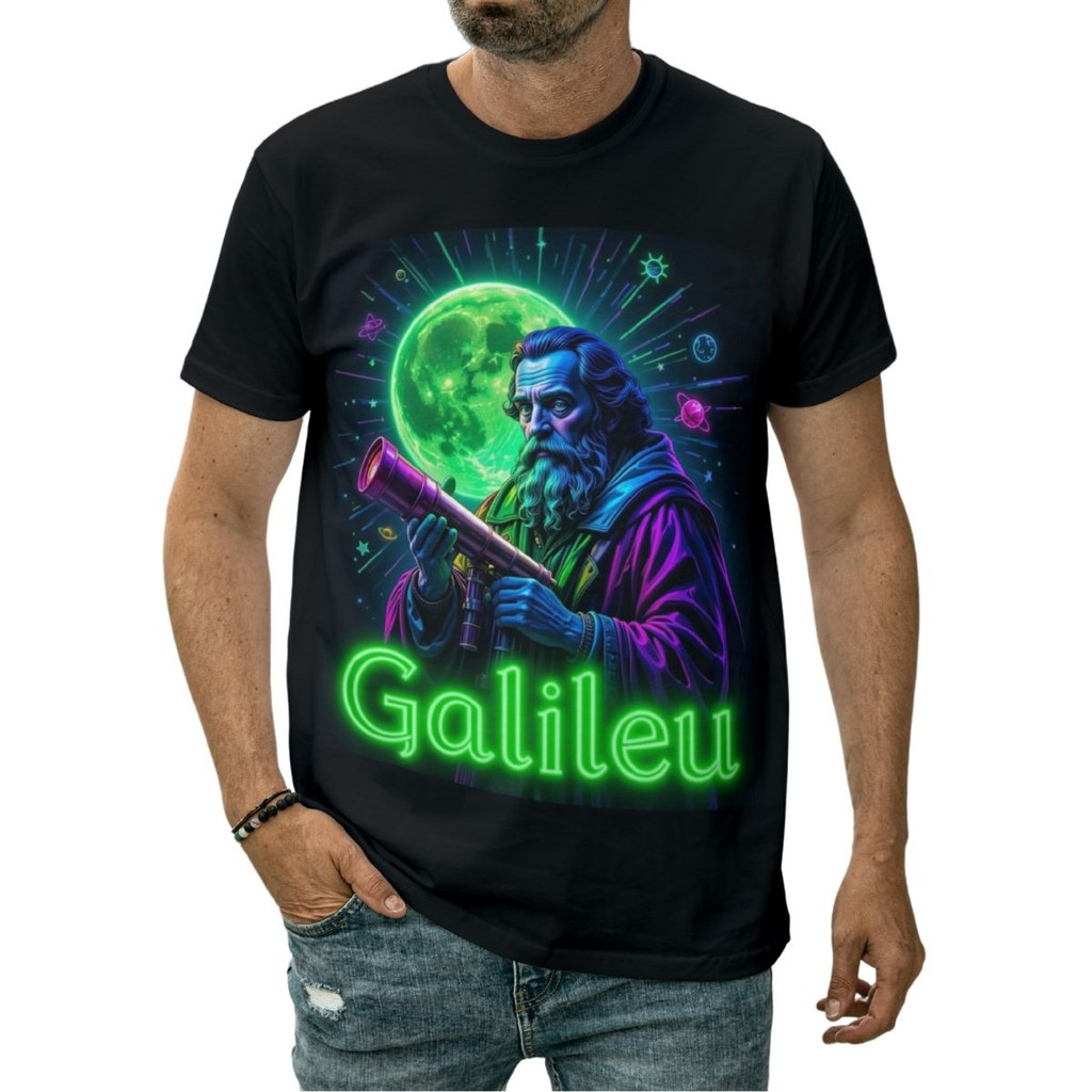 Camiseta Darkwood Básica Masculina Galileu Astronomia