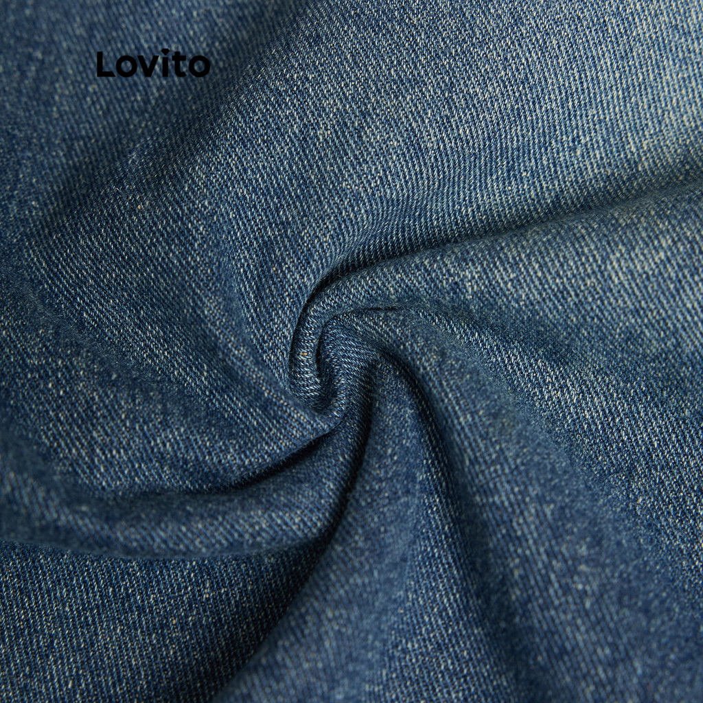 Detalhes do (Trendy) Lovito Casual Liso Lavado Midi Mulher Saia De Ganga L39Ad079 (Azul)