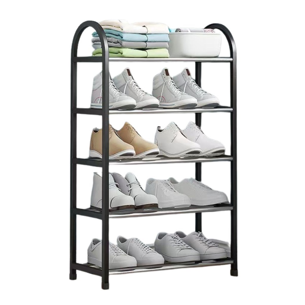Sapateira Multiuso 5 Andares Comporta até 15 Pares Desmontável Organizador Tênis, Calçados Cor Preto