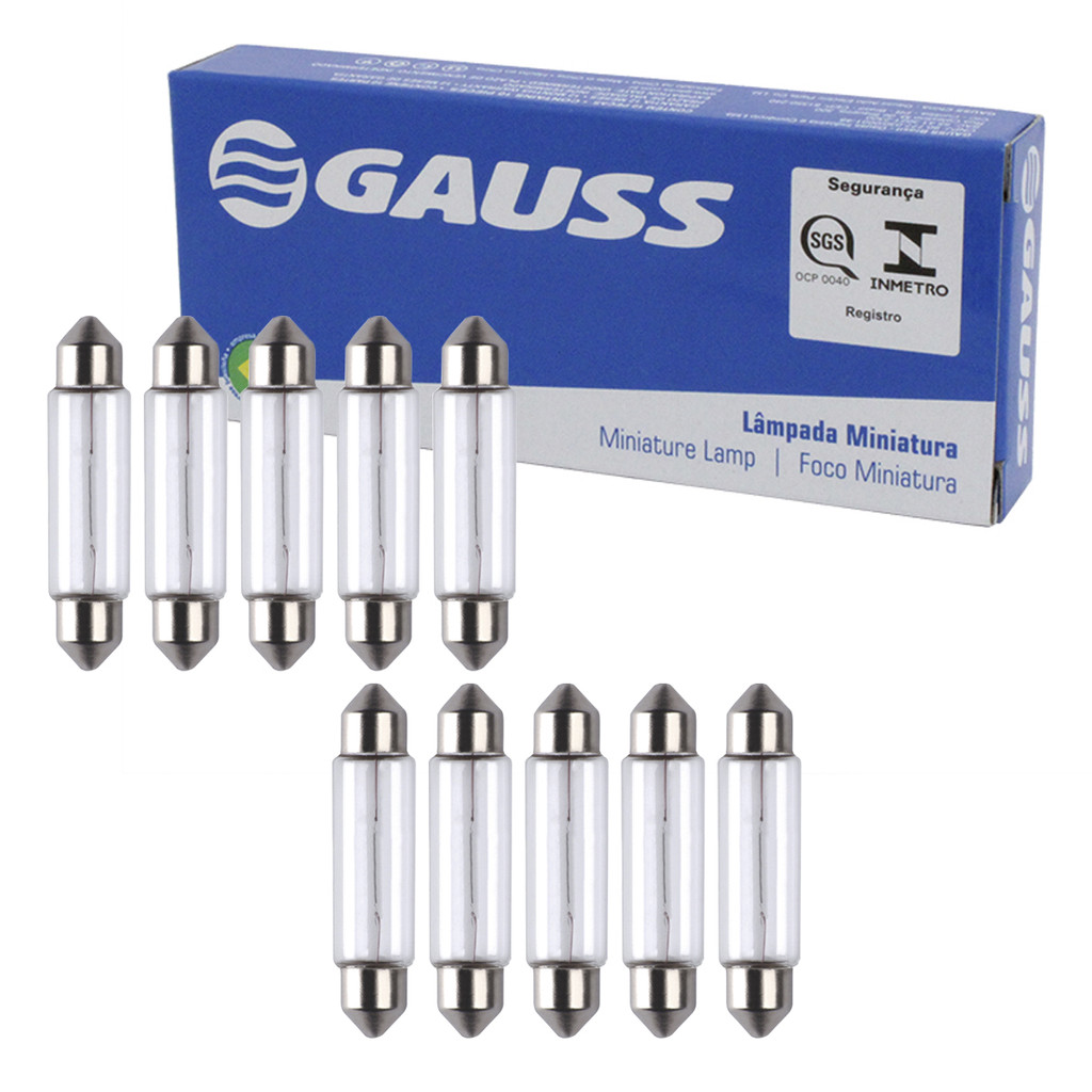 Kit 10x Lâmpadas 6411 Torpedo 41mm 10W Lampada 12V Lanterna Gauss em Oferta na Shopee