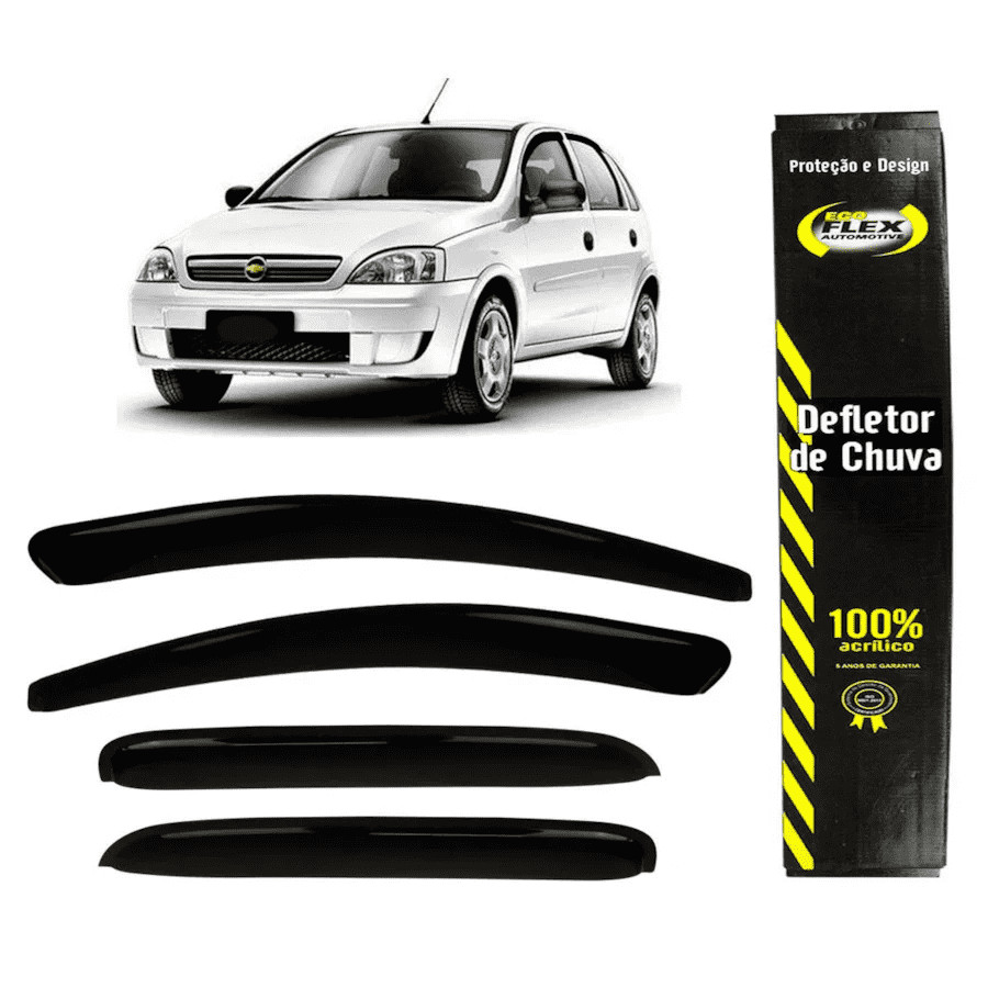 CALHA DE PORTA GM CORSA SEDAN/ HATCH 02/12 4 PORTAS TODOS ACRILICA FUME AUTO COLANTE (JOGO 4 PECAS)