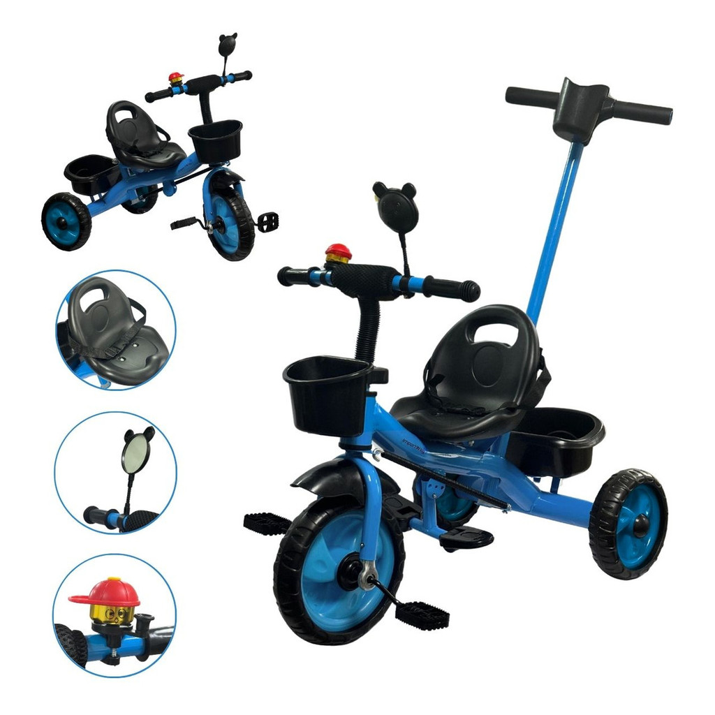 Triciclo Infantil Motoca Com Empurrador Passeio Diversao Azul Importway em Oferta na Shopee