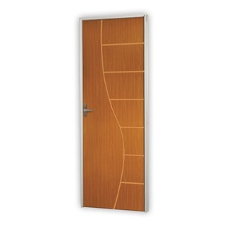 Kit Porta de Madeira Decorada 212x65cm com Batente de Alumínio 3,6cm Cantareira MGM Mogno em Oferta na Shopee