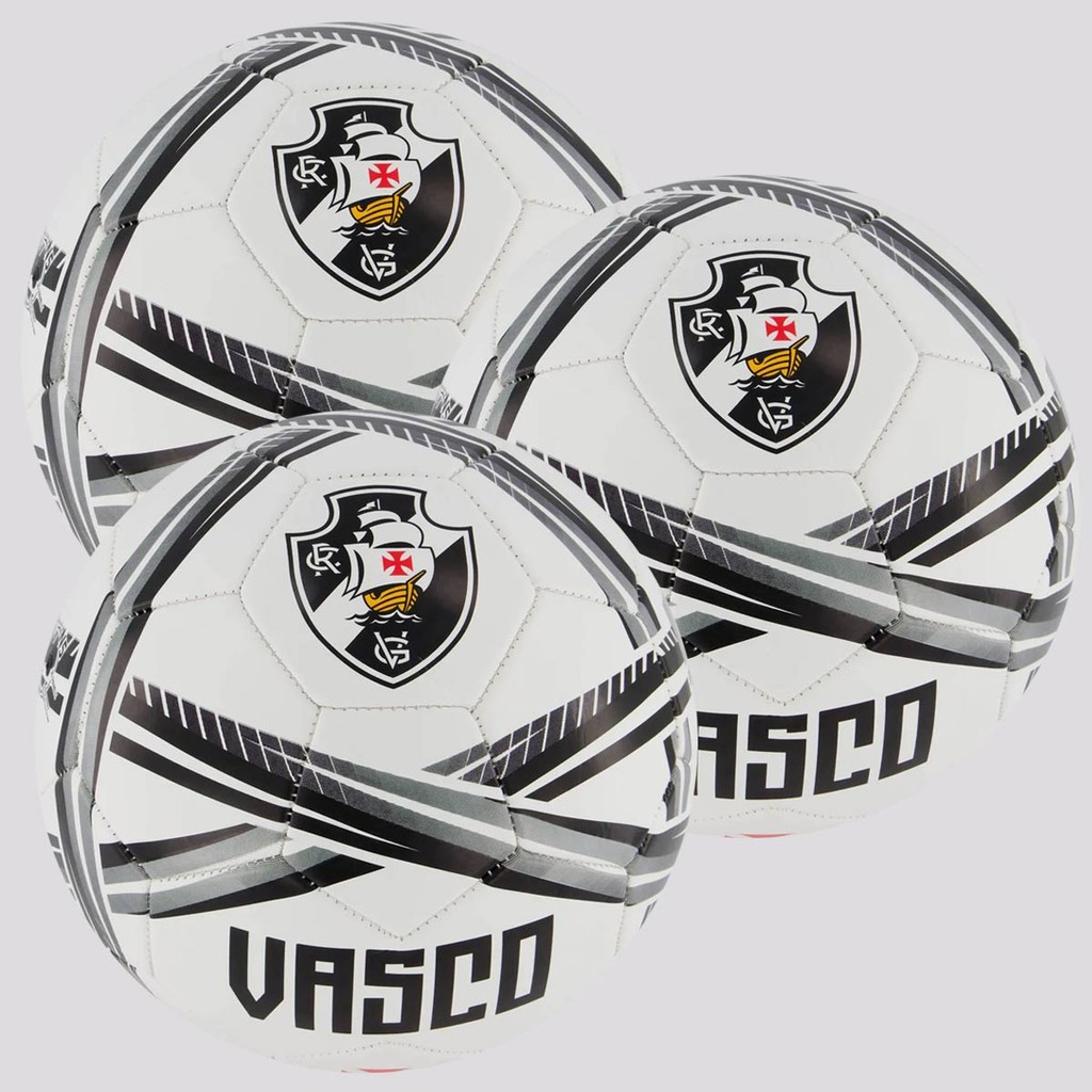 Kit 3 Bolas Vasco Estádios 24 Campo Branca e Preta