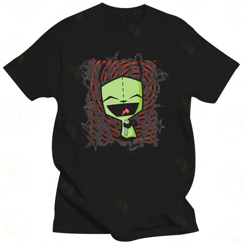 Camiseta Invader Zim Adulto, Estilo Hip Hop, Manga Curta, Algodão, Casual, Divertida