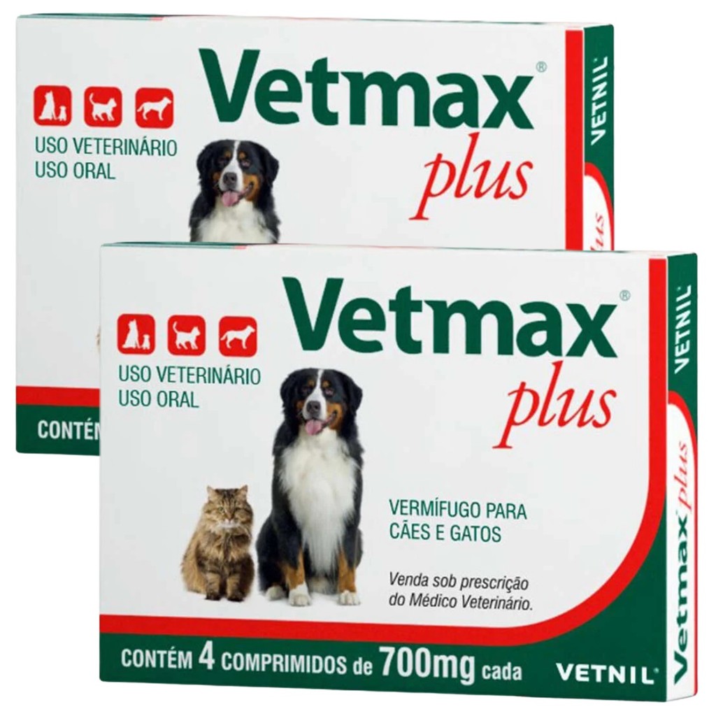 Kit 2 Vetmax Plus 700mg Vermífugo Vetnil - 4 Comprimidos em Oferta na Shopee