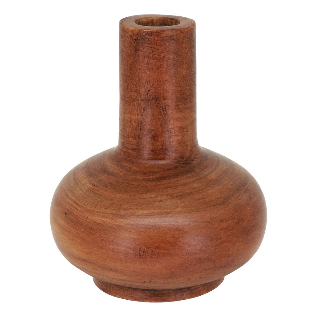 VASO DECORATIVO ENFEITE CASA MADEIRA 16x13x13cm NATURAL