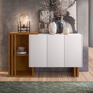Aparador 1,31m 3 Portas Ype Off White em Oferta na Shopee