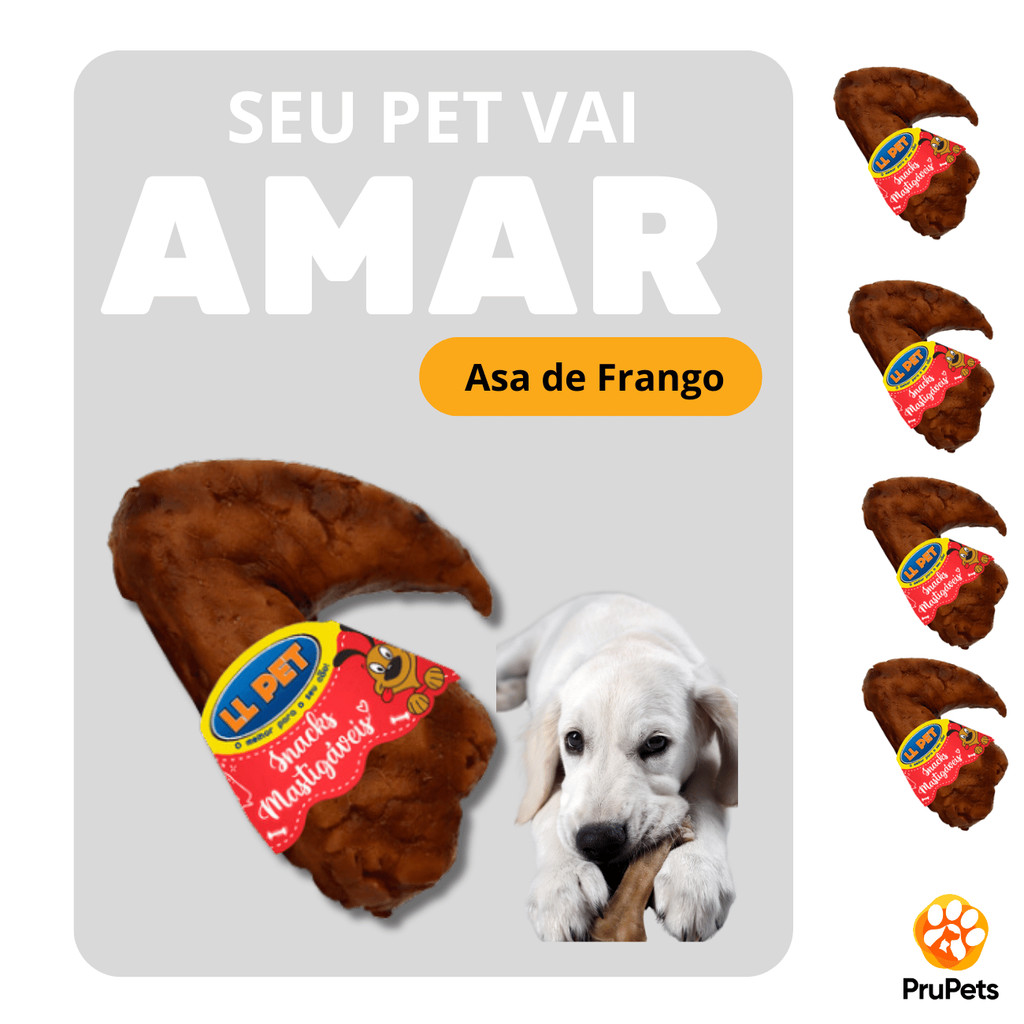 Petiscos Asa de Frango 100% Natural Desidratada para Cães LL Pet