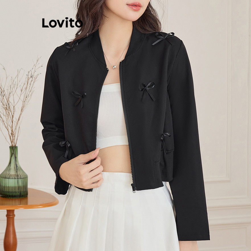Lovito Casaco casual com laço simples para mulheres L108ED878 - Women Clothes