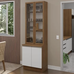 Kit Balcão + Cristaleira 70cm Rustic/Branco Glamy Madesa 01