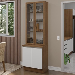 Kit Balcão + Cristaleira 70cm Rustic/Branco Glamy Madesa 01 em Oferta na Shopee