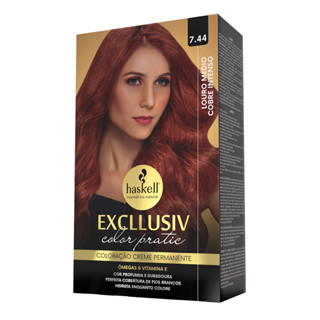Kit Excllusiv Color Pratic Haskell - 7.44 Louro Medio Cobre em Oferta na Shopee