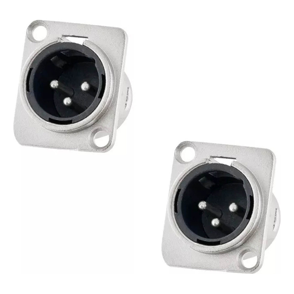 Kit 2 Conectores Xlr Sa2x Macho 3 Polos Santo Angelo