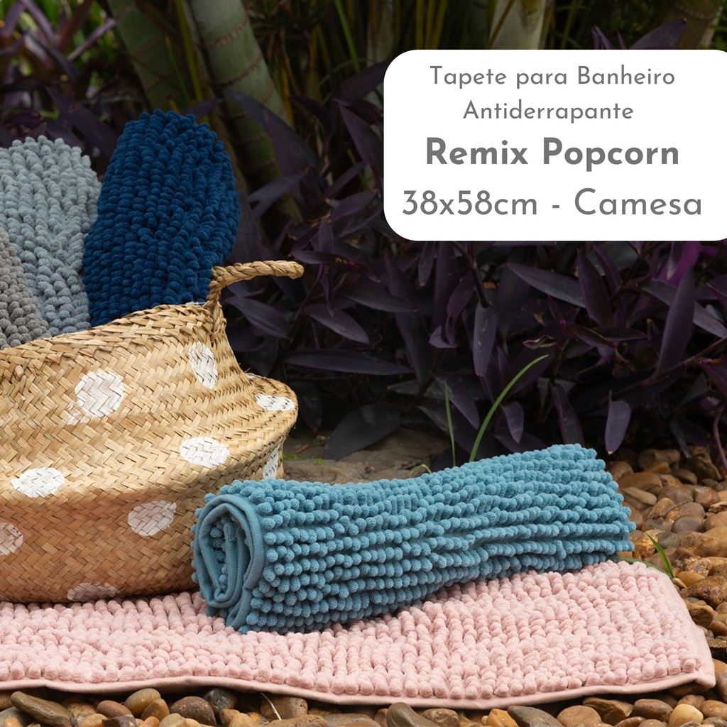 Tapete banheiro Antiderrapante Remix Popcorn 38x58cm Camesa em Oferta na Shopee