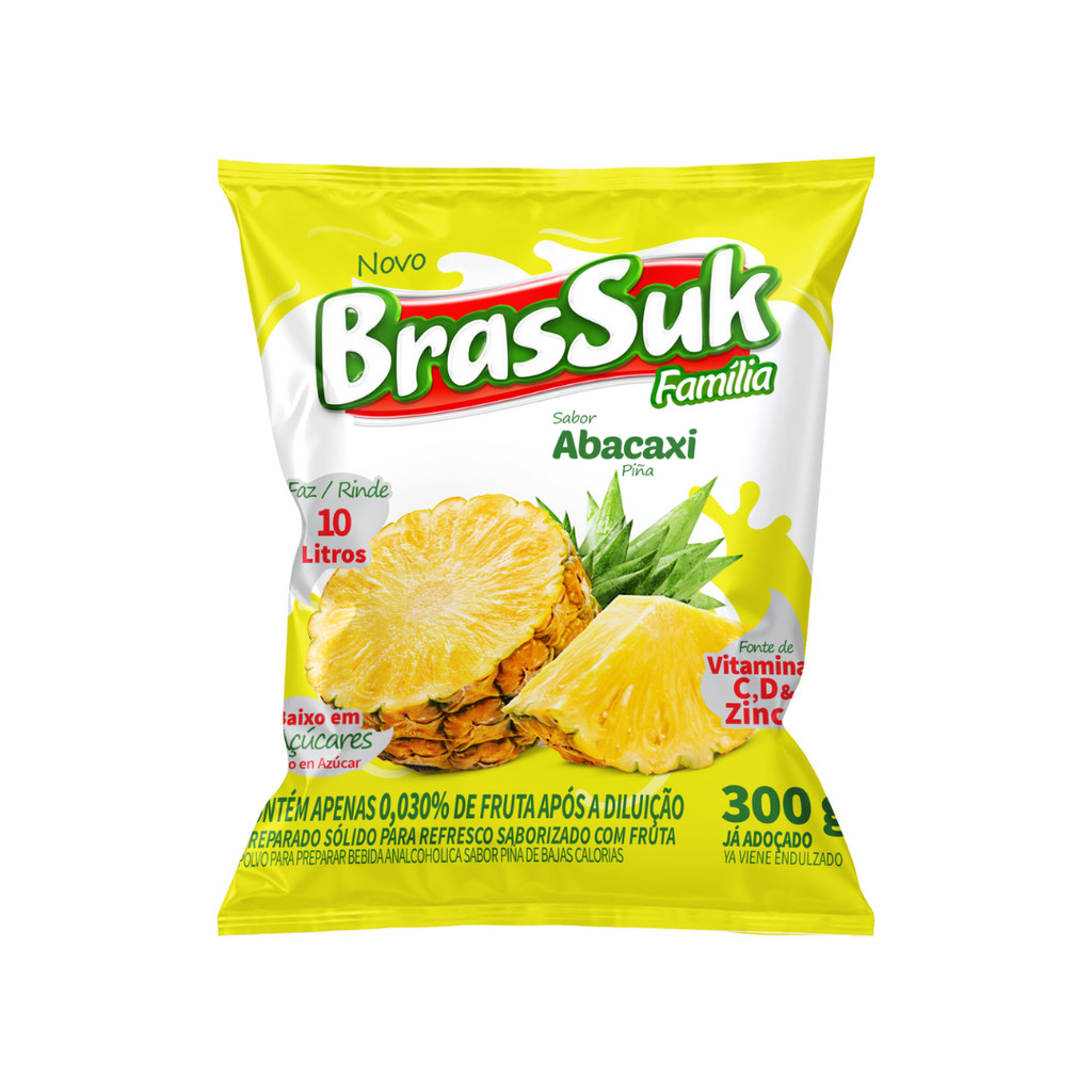 Refresco em Pó 300g Abacaxi BrasSuk - Refrescante e Delicioso - Food & Beverages