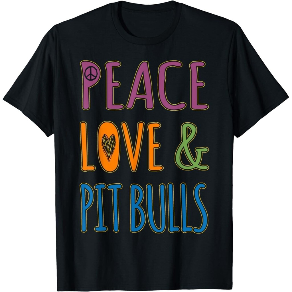 Camiseta Peace Love Pitbulls Pit Bull Rescue Gift Unissex
