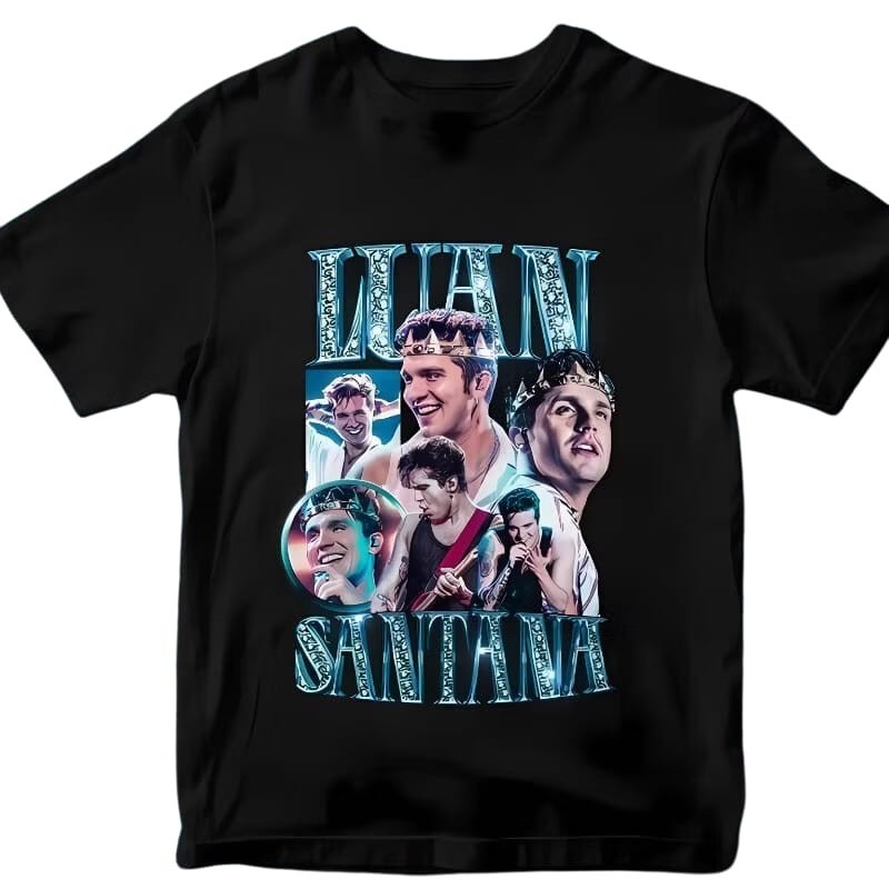 Camiseta Cantor Luan Santana Sertanejo agro Vintage Camisa unissex envio rápido COR PRETA PLUS SIZE