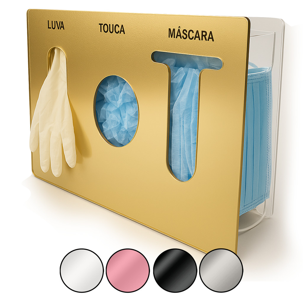 Organizador Dispenser Porta Luva Suporte Máscara Descartável Caixa para Touca Dourado Rosa Prata