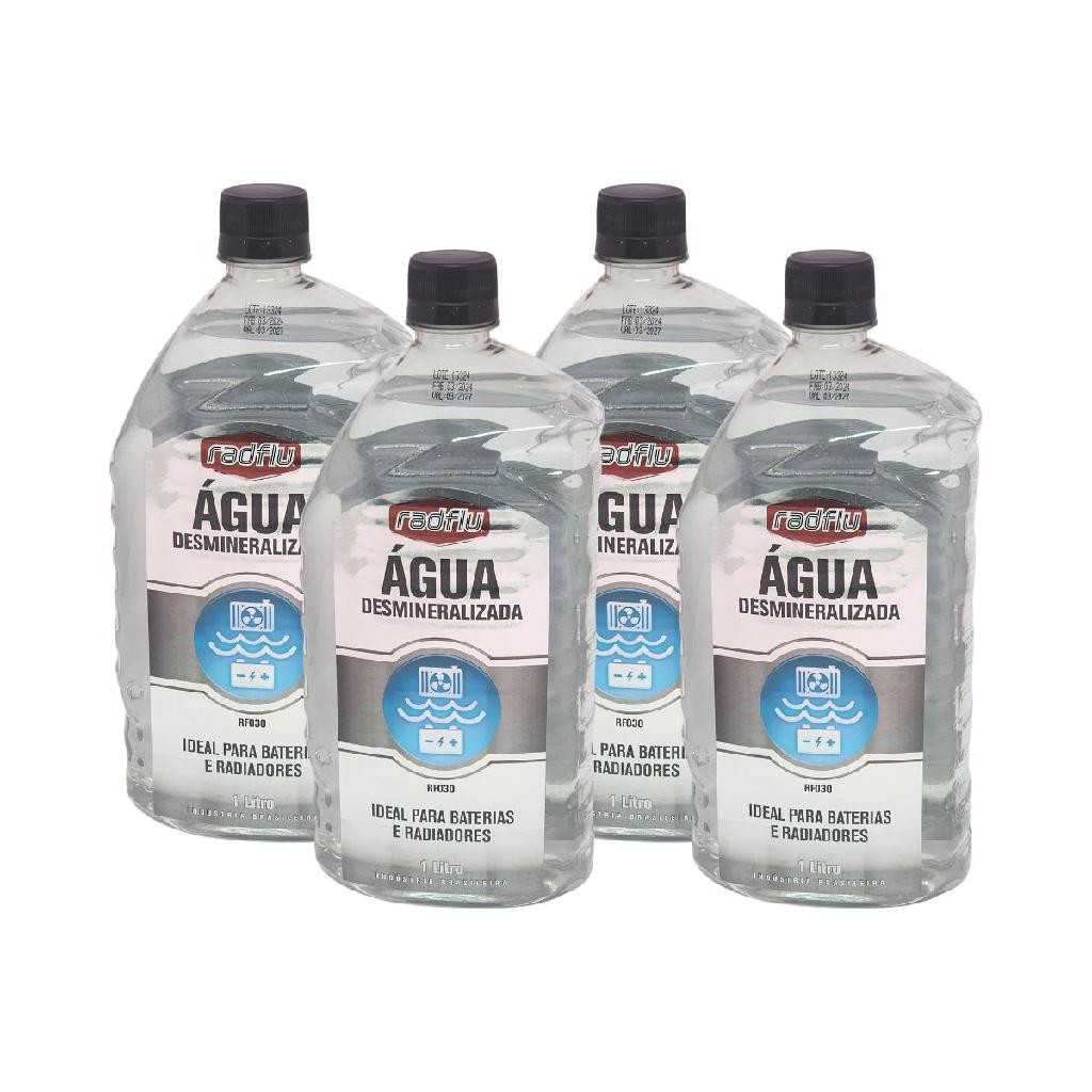 Kit Água Desmineralizada Radiadores Baterias 1L 4 Un.