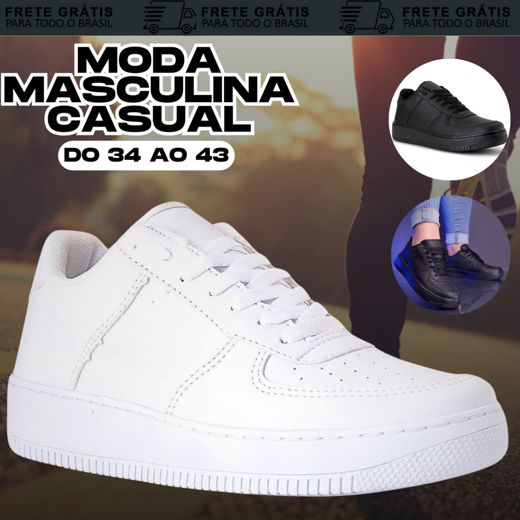 Tênis Masculino Olimp Branco Premium Original Couro Feminino e masculino - Conforto e Estilo