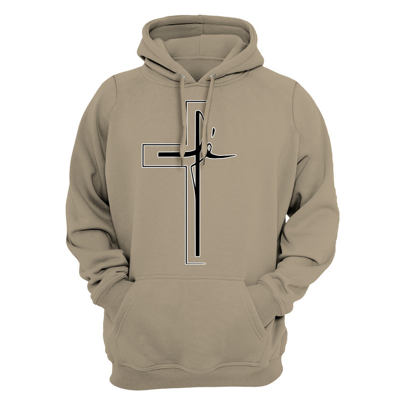 Moletom Estampado Cristão Canguru Estampado Confortável Blusa De Frio Cruz Fé