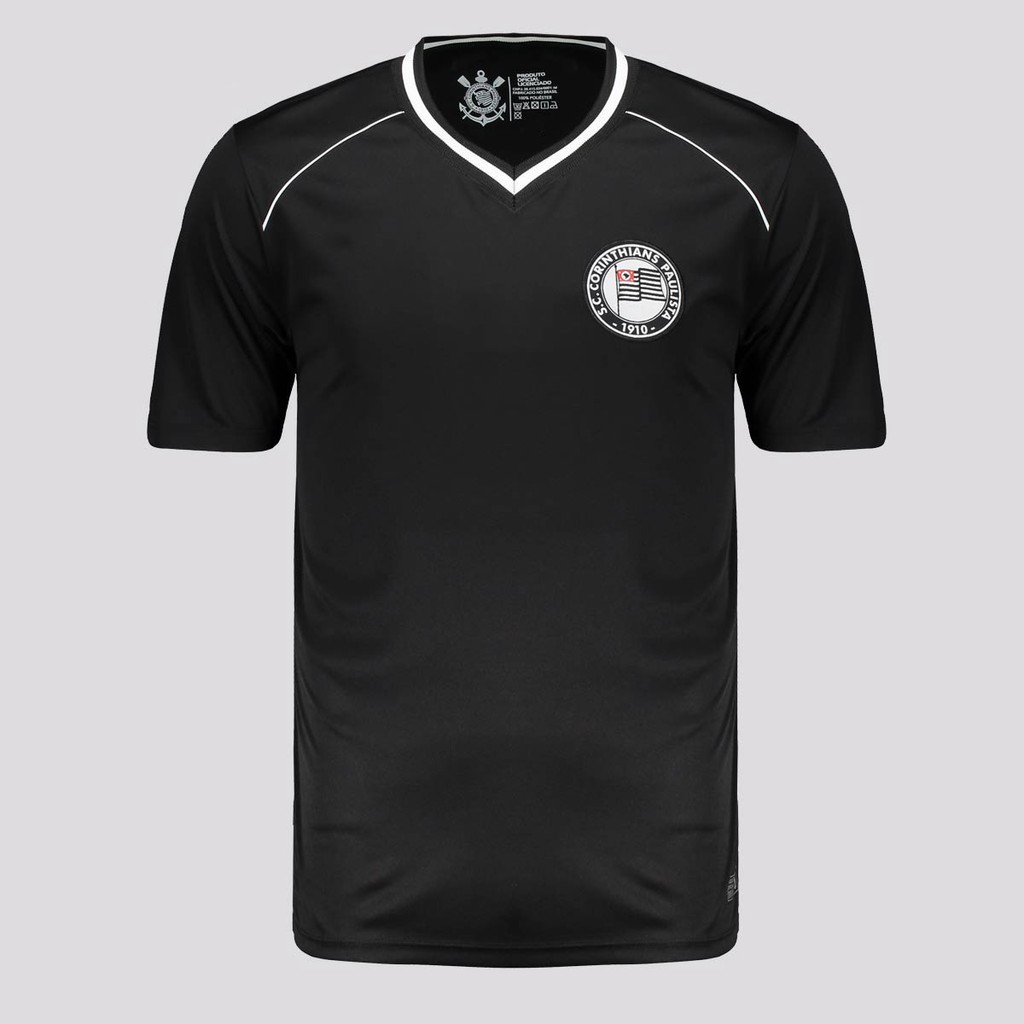 Camisa Corinthians Basic Infantil Preta em Oferta na Shopee