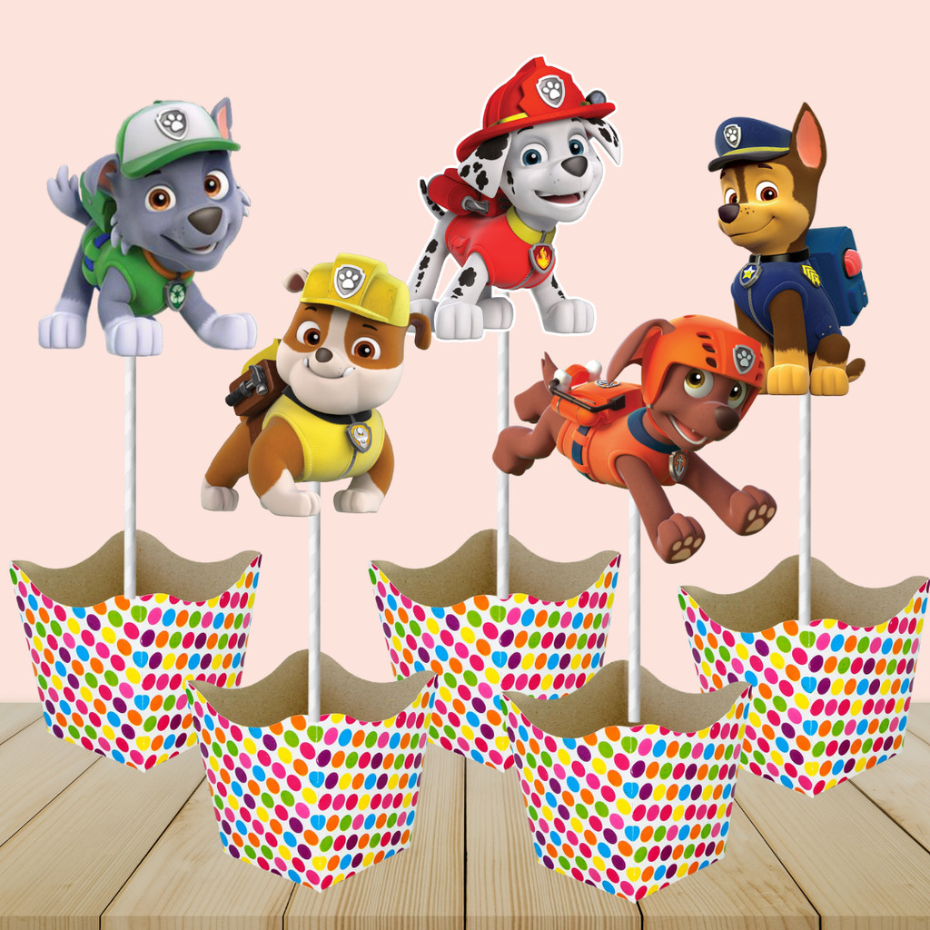 20 Apliques PATRULHA CANINA para centro de mesa grande Tags Tubetes Docinhos Festa Enfeites para Aniversário