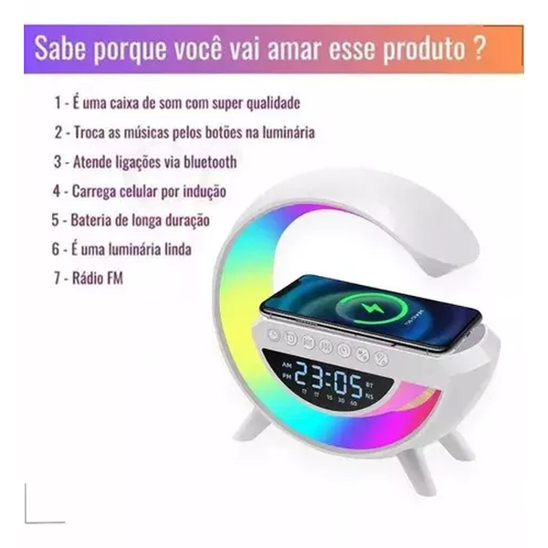 New Luminaria G-Speaker Multifuncional Smart Station Led Caixa De Som Relógio AndV