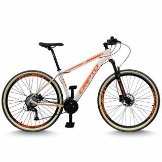 Bicicleta Aro 29 Cripto 24 Marchas Freios Disco e Suspensão Pneu Bege