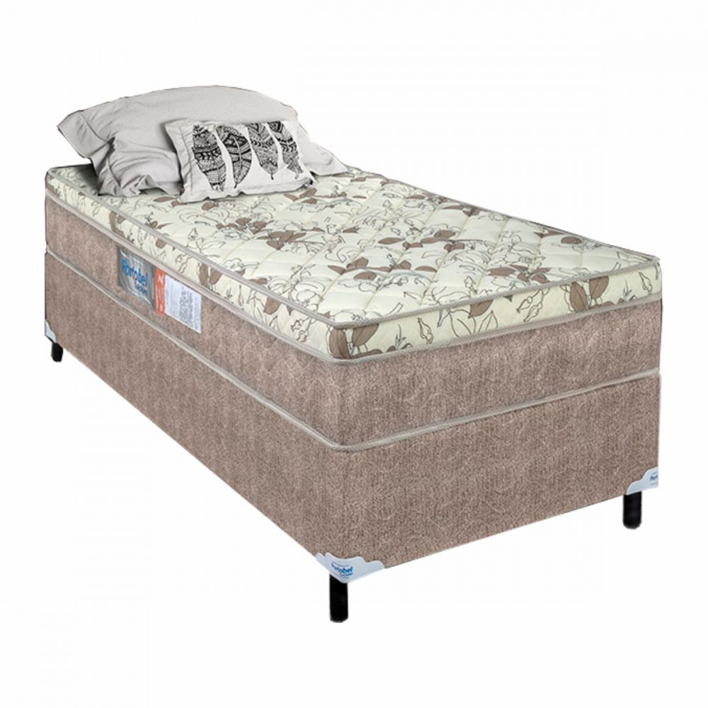 Cama Box + Colchão Solteiro Espuma D33 Ortopédico 088x188x53cm Portobel em Oferta na Shopee