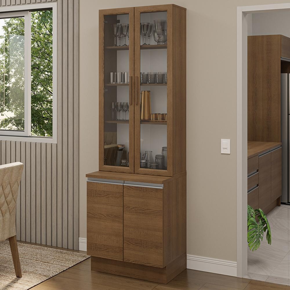 Kit Balcão + Cristaleira 70cm Glamy Madesa 01