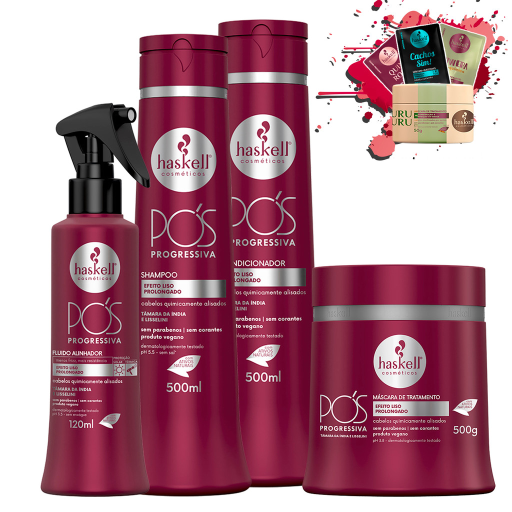 Kit Haskell Pos Progressiva Sh Cond Mascara 500g Fluido em Oferta na Shopee