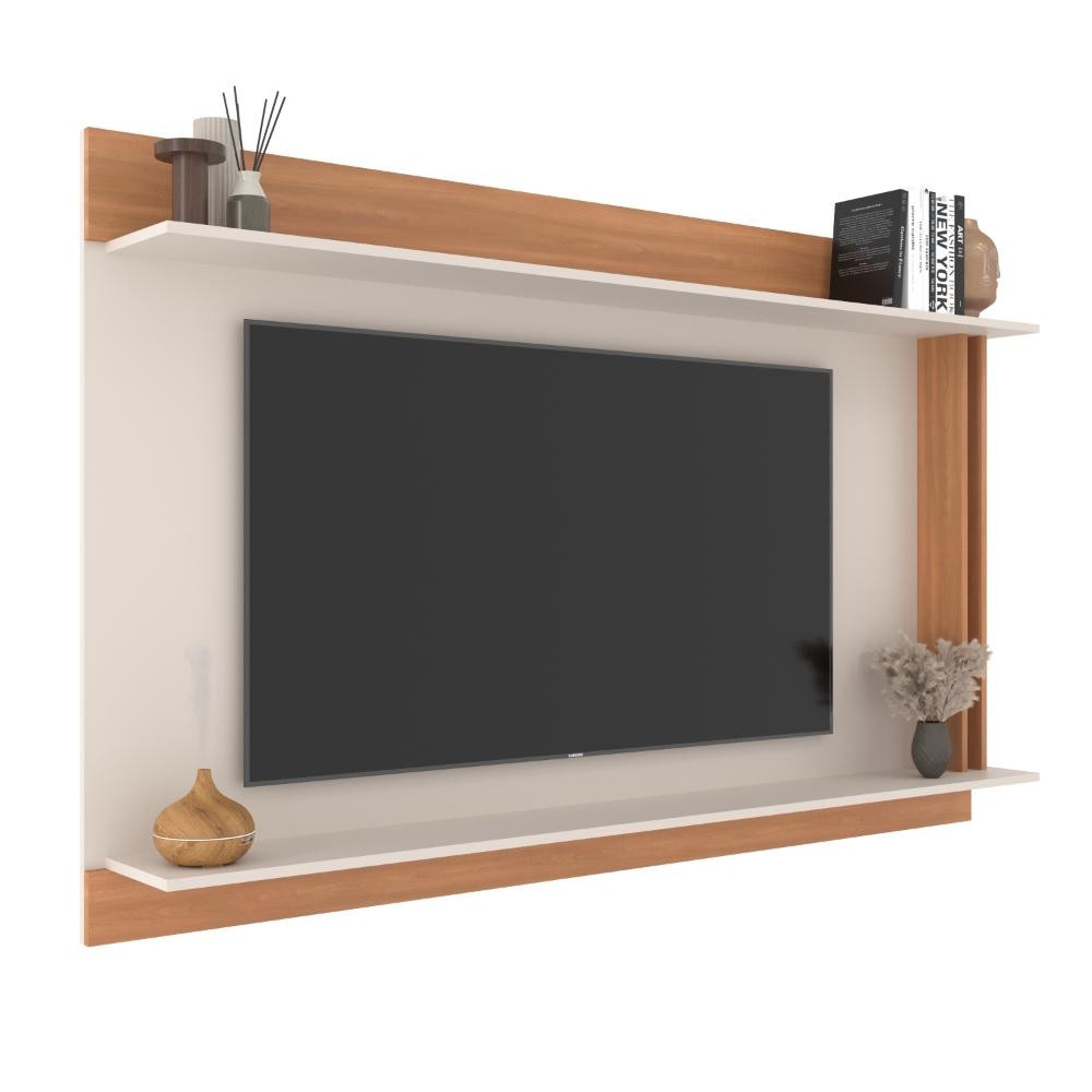 Painel para Sala TV até 65 Polegadas 2 Prateleiras J Carvalho New York 180cm Freijó/Off White