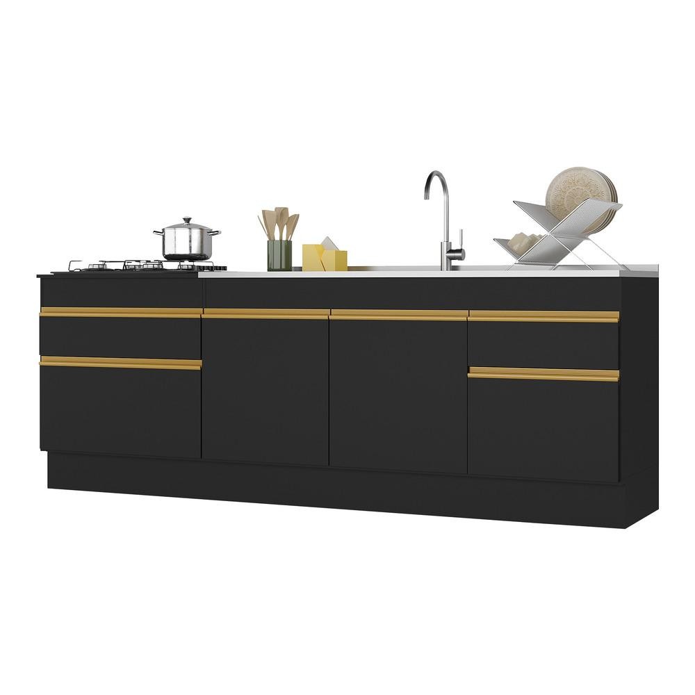 Kit com 2 Balcões de Cozinha 150cm e 70cm com Rodapé Veneza Multimóveis V2108 - Home & Living
