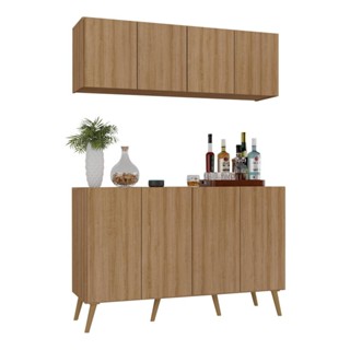 Kit Bar Armário Aéreo e Aparador 4 Portas Retrô Multimóveis MP1086 em Oferta na Shopee
