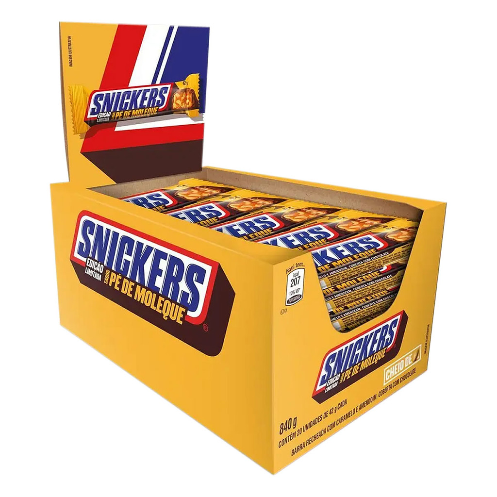 Display Chocolate Snickers Pé de Moleque com 20 unidades 42g