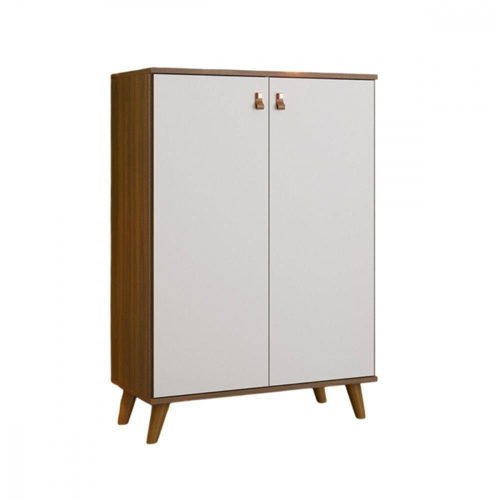Cômoda Multiuso Encanto 2 Portas Batrol Nogal E Branco - Home & Living